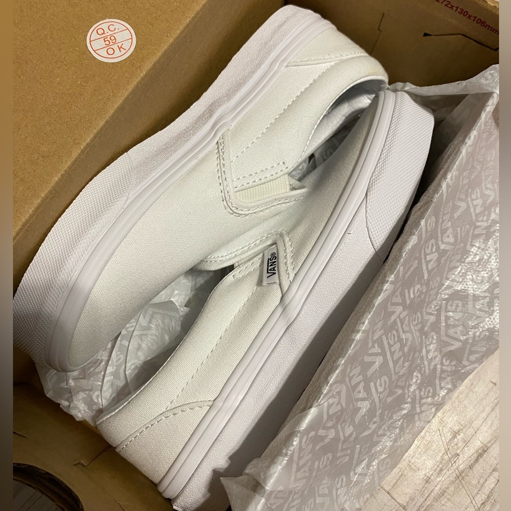 White Slip-on Vans